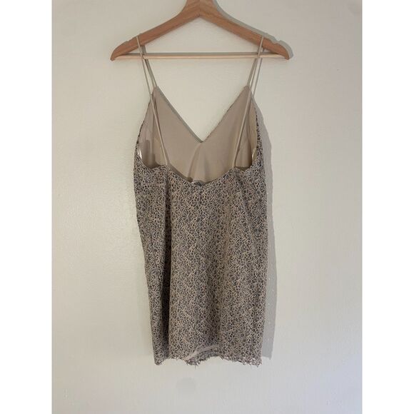 ZARA Women Tan & Gray Low Back Lace A Line Mini Dress Size Small Floral - Picture 7 of 7